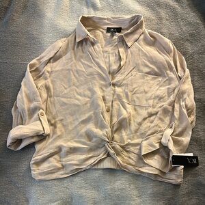 BC Beige Button-Up Blouse